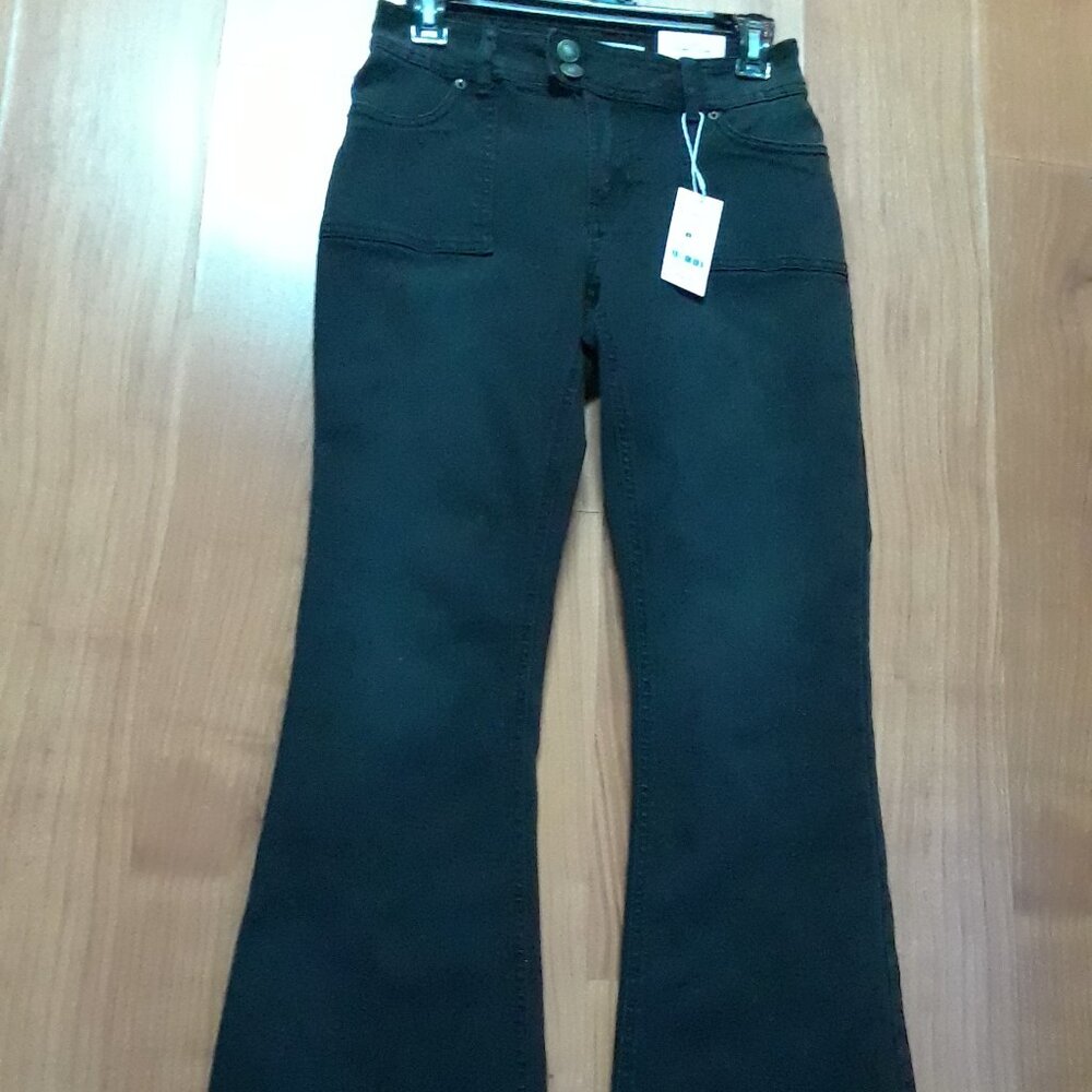 Black Low Rise Bootcut/Flare Jeans With Backflap Pockets  NEW